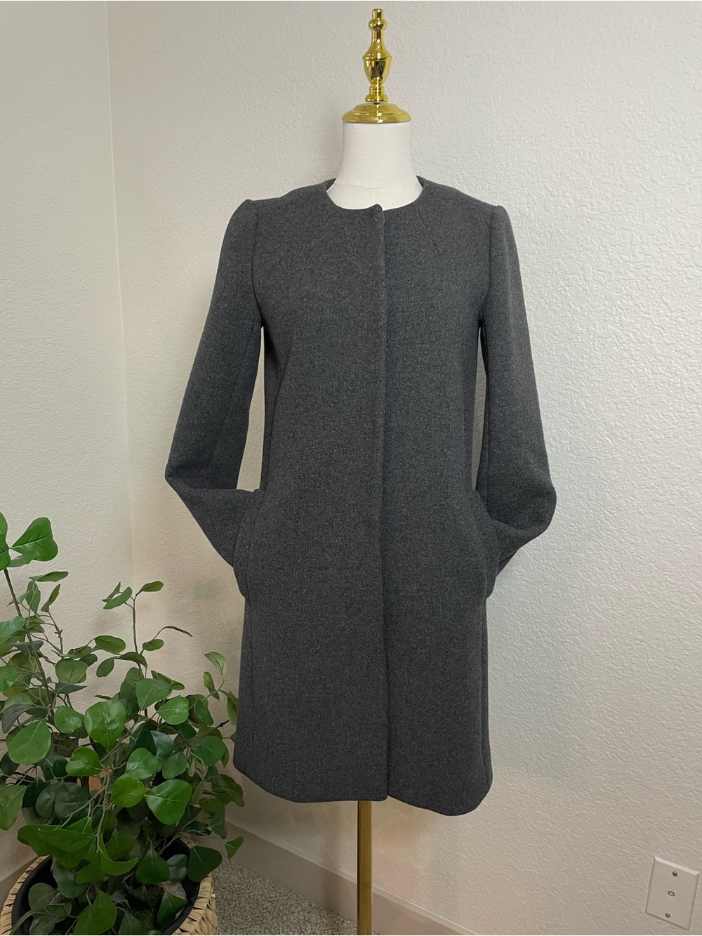 Madewell Curator Coat Heather Gray Wool Blend Collarless XS